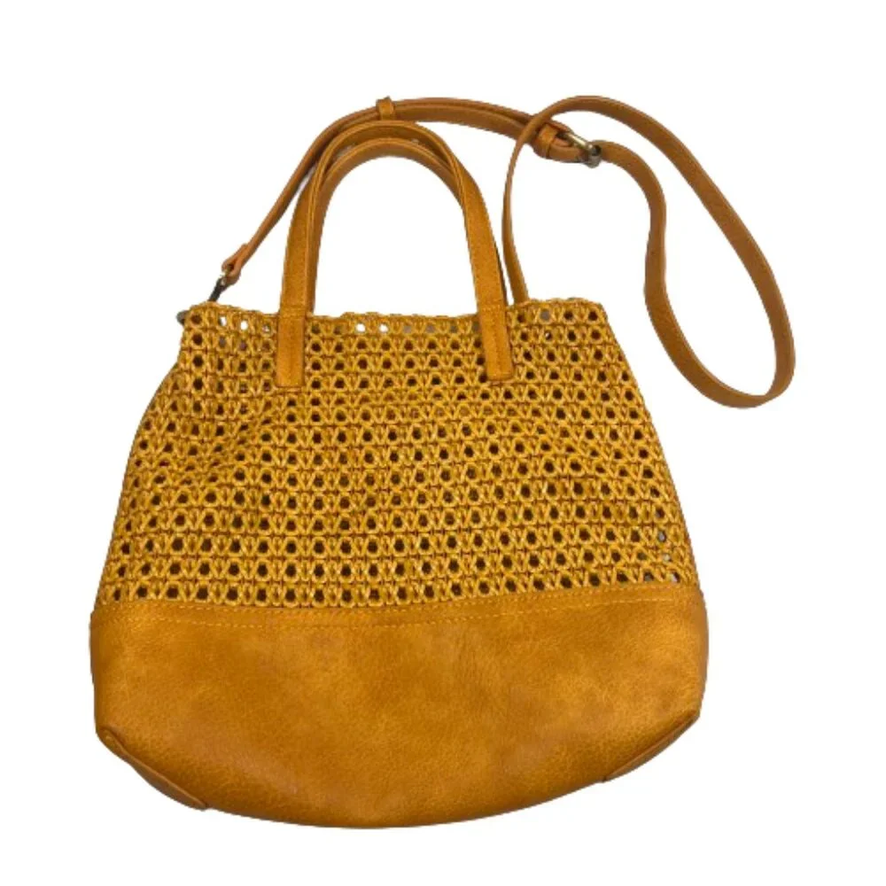 Anthropologie Womens Crossbody Bag‎ With Pouch Insert Mustard Yellow Boho Purse